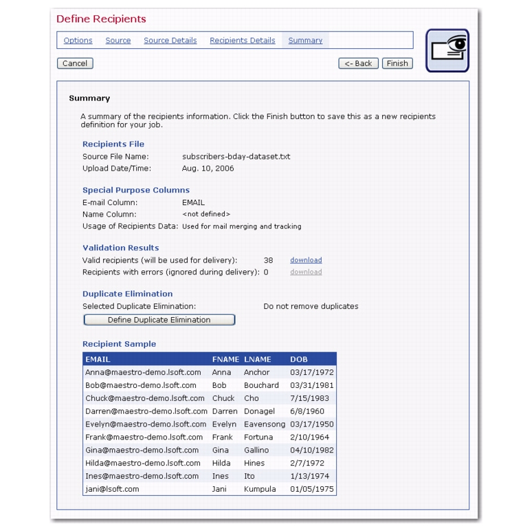 Defining Recipients Of An Email Job